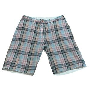 VTG Y2K Tailor Vintage Reversible Chino Shorts Blue Black  Plaid Size 32 NWT